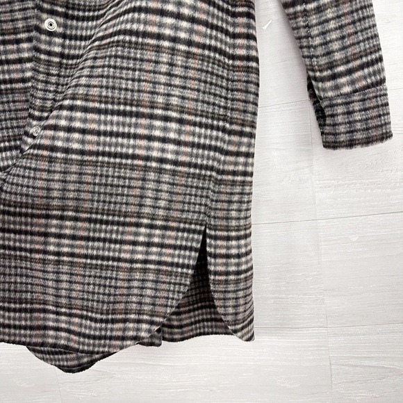 Rails Jaro Long Coat Womens Medium Onyx Taupe Plaid Wool Blend Oversized $425 - Picture 7 of 16